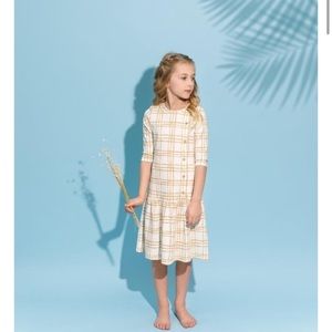 Petit Clair “PC TWO” SKETCH PLAID DRESS IN LATTE